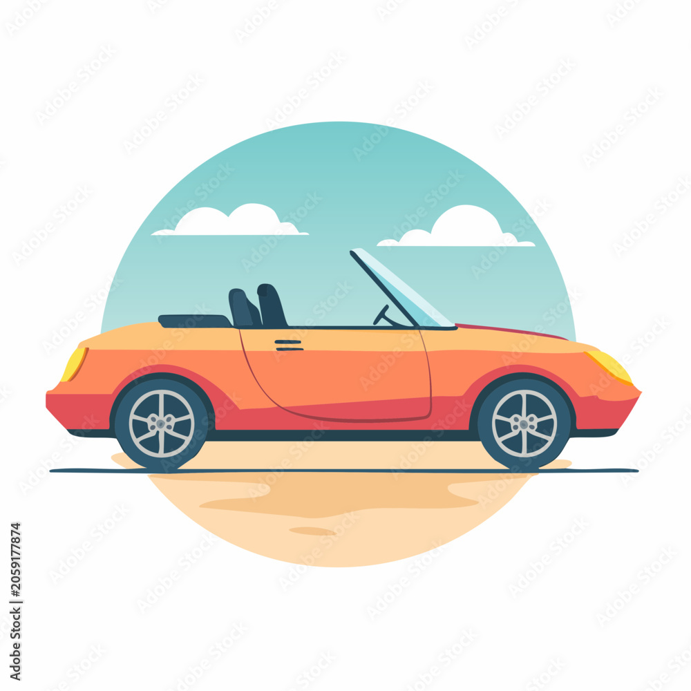 Fototapeta premium Orange Convertible Car Illustration