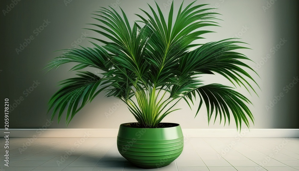 Fototapeta premium green potted houseplant realistic dracaena palm floorplan view ai generative