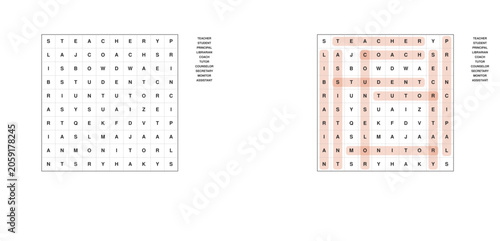 Jobs at School Word Search Worksheet