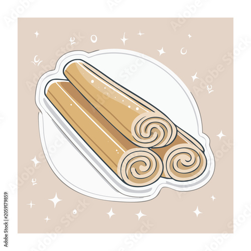 Flat Design Illustration of Cinnamon Sticks