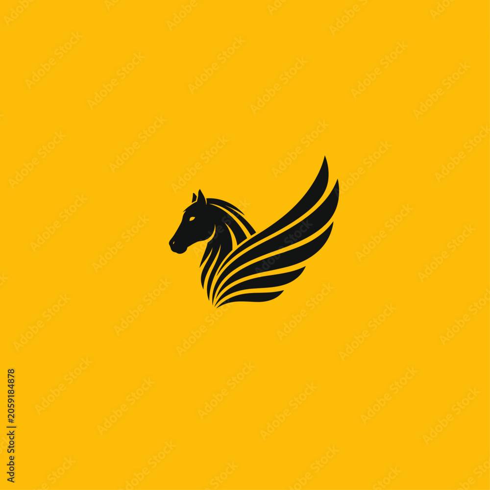Fototapeta premium Winged Horse Pegasus Logo Silhouette Vector Design