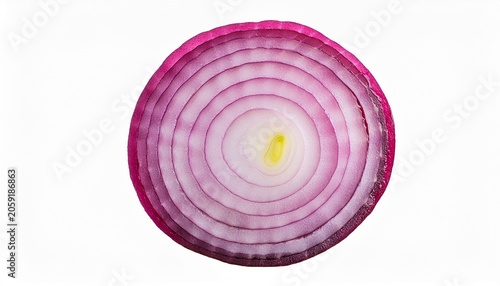 Cross Section Of A Red Onion With Concentric Purple And White Rings Isolated On Transparent Background