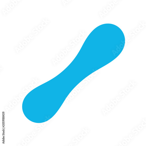 A bright blue abstract shape is displayed against a white background.