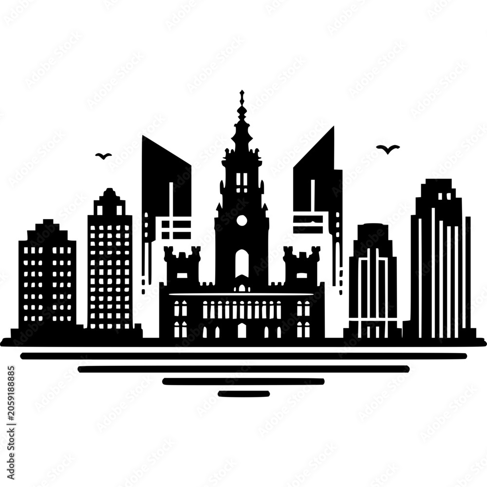 Obraz premium Wales Cities Skyline Vector Icon
