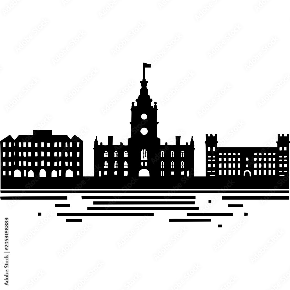 Obraz premium Wales Cities Skyline Vector Icon
