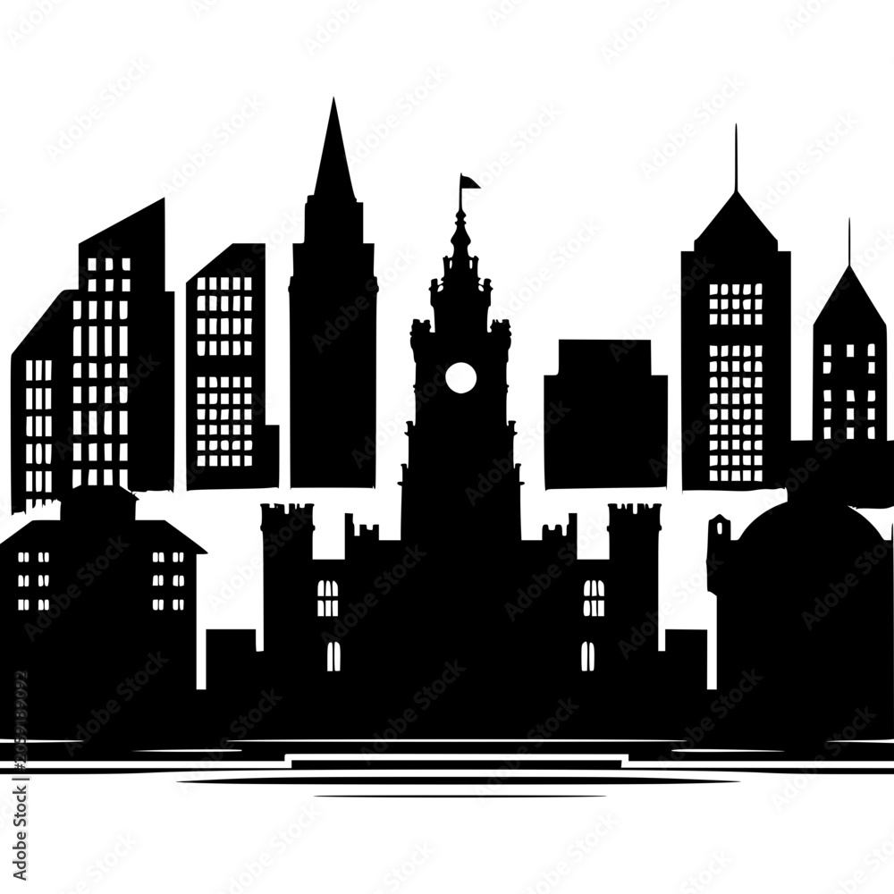 Obraz premium Wales Cities Skyline Vector Icon