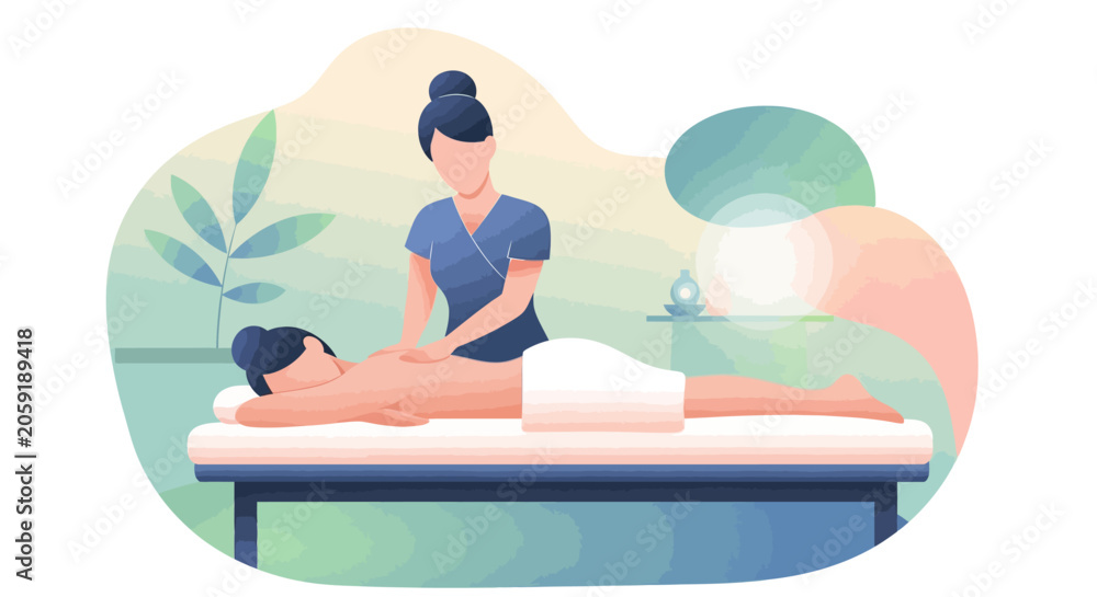 Fototapeta premium Massage therapist giving a relaxing back massage.