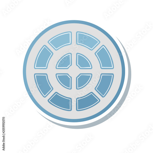 Blue gear icon with segmented design