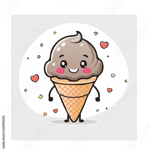 Cute cartoon pig with hearts