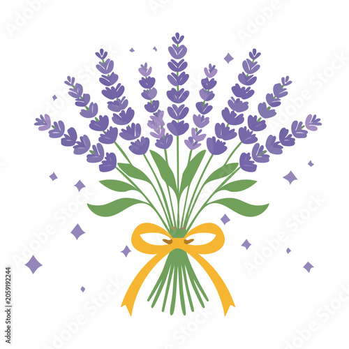 Flat Design Lavender Bouquet with Yellow Ribbon