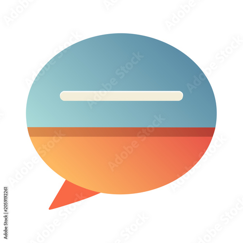 Flat design speech bubble icon with blue and orange gradient