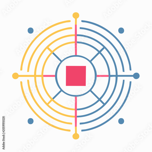 Abstract Circular Data Visualization with Central Square