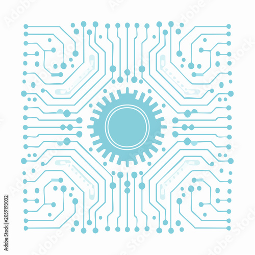 Abstract Circuit Board with Gear