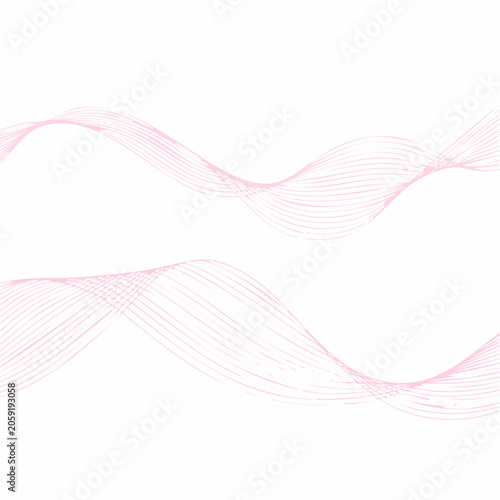 Abstract Pink Wavy Lines on White Background