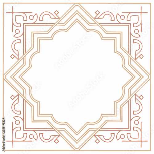 Ornate Geometric Star Frame with Arabesque Motifs