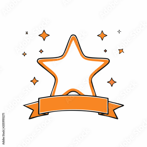Star with Ribbon and Sparkles Icon