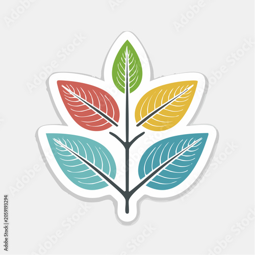 Stylized Leaf Design with Multiple Colors