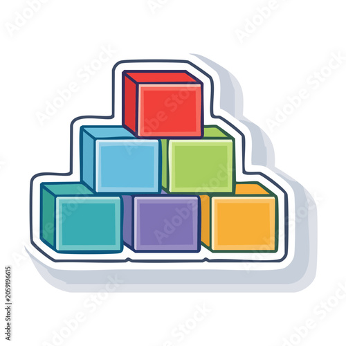Colorful Building Blocks Pyramid Illustration