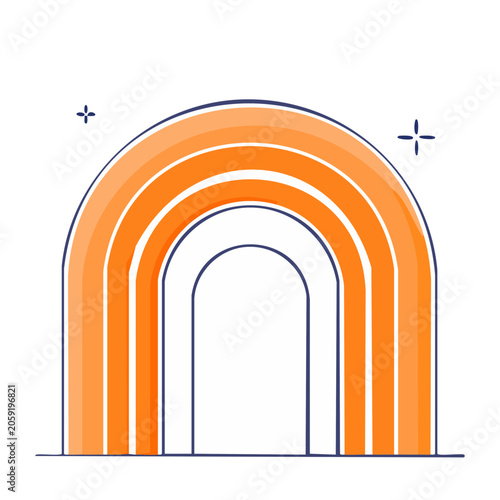 Minimalist rainbow arch vector design