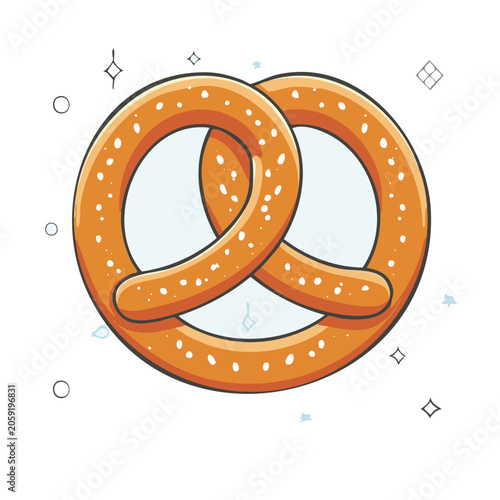 Orange Pretzel with Salt Crystals Illustration