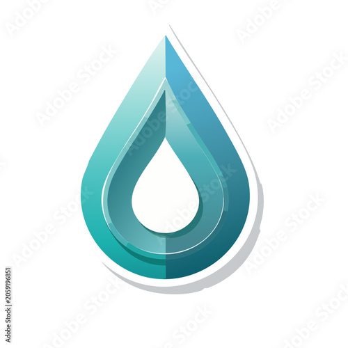 Teal water drop icon with transparent background