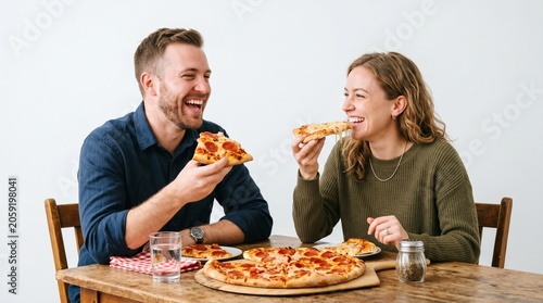 couple eating pizza