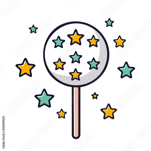 Flat design magic wand with stars