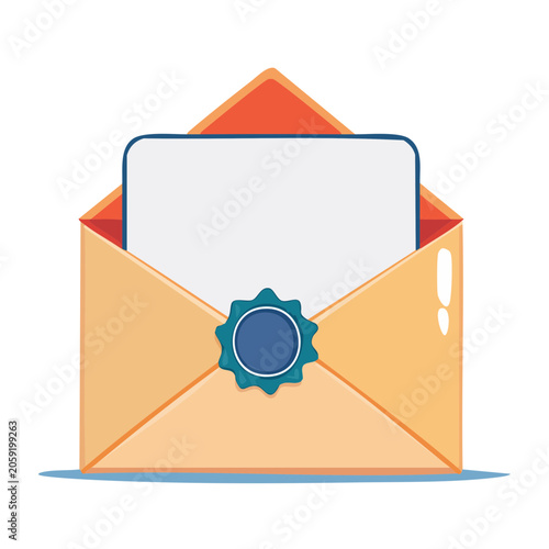 Flat design sealed envelope with wax seal illustration