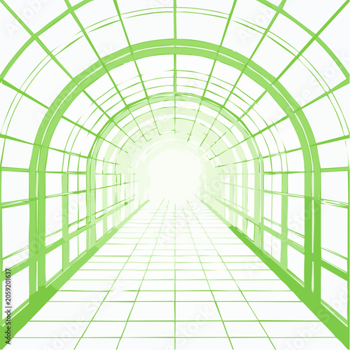 Green Tunnel with Light at the End