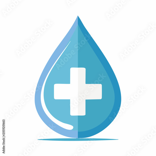 Medical Cross Inside Water Drop Icon