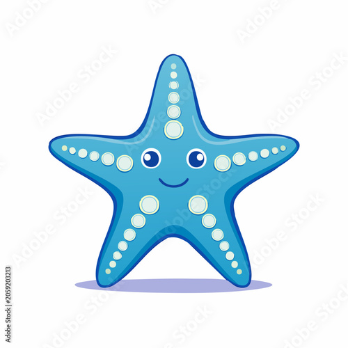 Cute Blue Cartoon Starfish Character