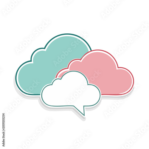 Flat design speech bubble clouds icon