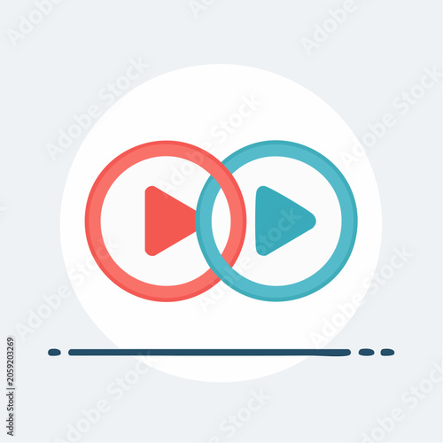 Interlocking Play Buttons Icon