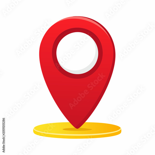 Red map pin icon on yellow circle base
