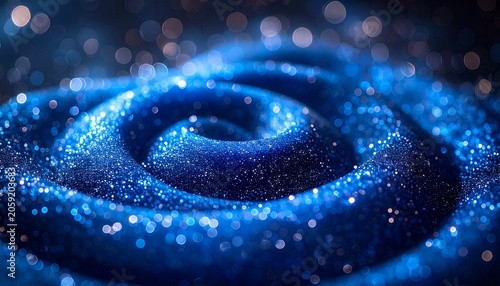 Abstract Blue Galaxy Swirl with Sparkling Dust and Cosmic Energy