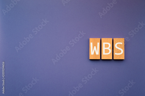 Secure technology and WBS on wood blocks. Cyber security, protection and digital trust.