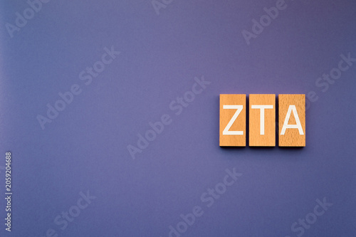 Secure technology and ZTA on wood blocks. Cyber security, protection and digital trust.