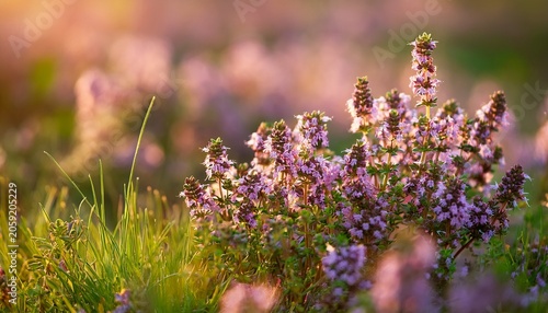 Wild Thyme Thymus Serpyllum Growing In A Natural Summer Meadow
