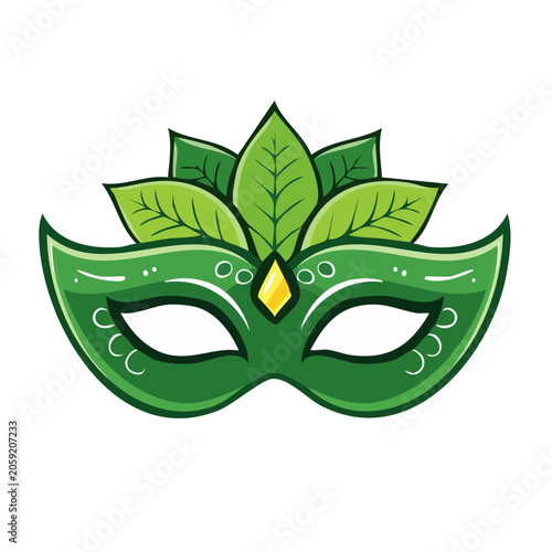 Green Leaf Venetian Mask Illustration