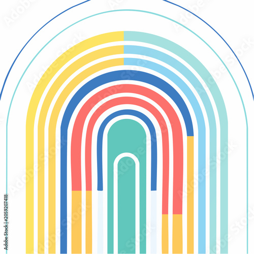 Abstract Rainbow Arch with Colorful Stripes