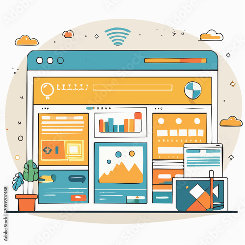 Digital Interface Design with Data Visualization and Connectivity