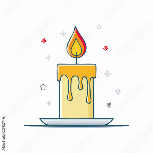 Illustration of a lit candle with dripping wax