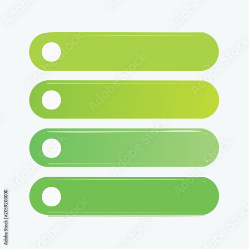 Green Horizontal List Items with Circles