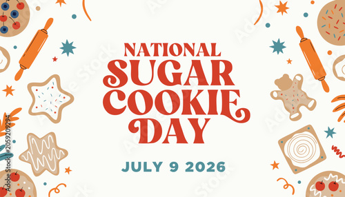 Tableau sur toile National sugar cookie day invitation card with festive dessert themed illustrati