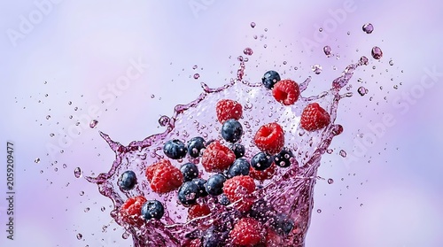 Dynamic High-Speed Splash of Summer Refreshment Beverage with Levitating Ingredients