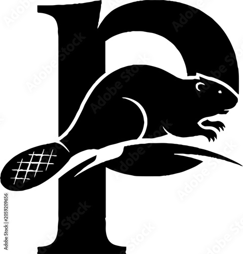 Beaver integrated with bold letter P design.