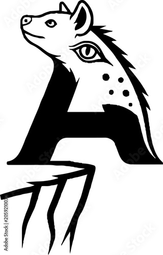Stylized Hyena Head Logo with Letter A Design.