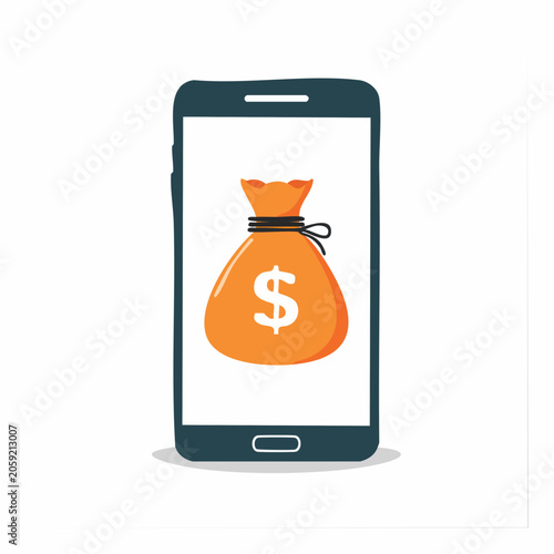 Mobile Phone Displaying Bag of Money
