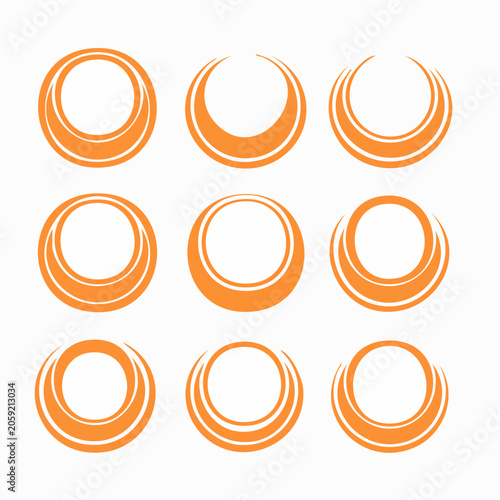 Set of Orange Circular Abstract Graphic Elements