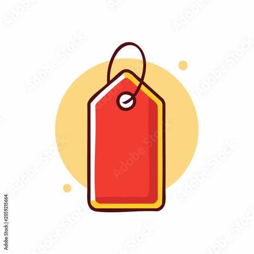Red Price Tag Icon with Yellow Circle Background